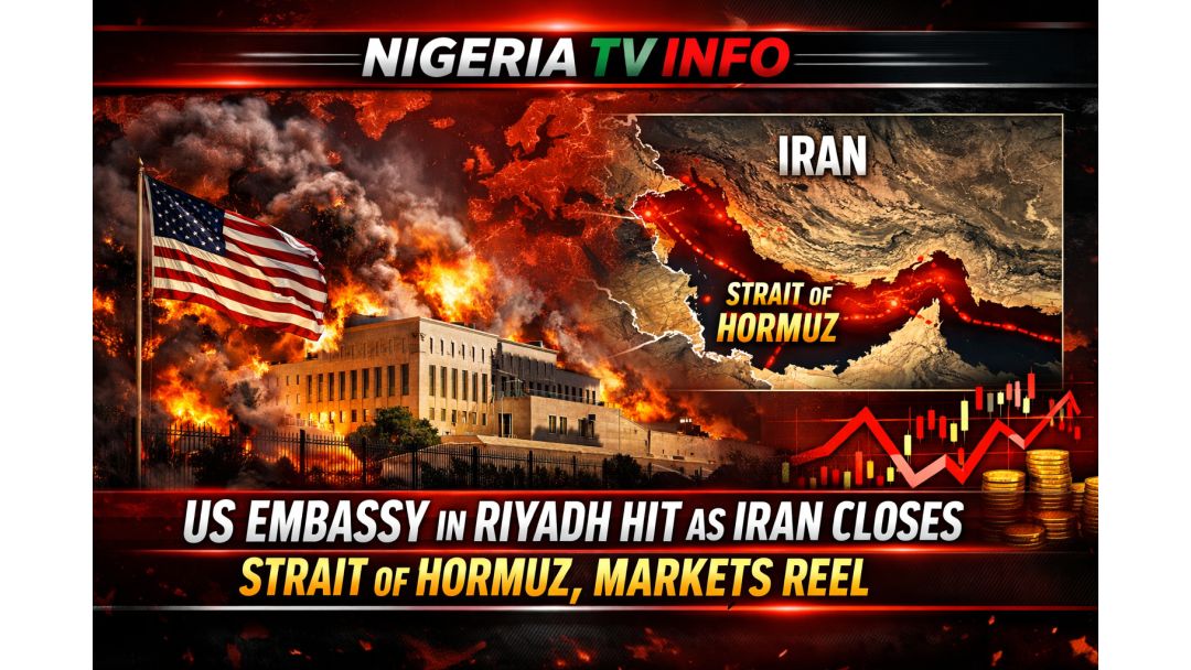 US Embassy In Riyadh Hit As Iran Closes Strait Of Hormuz, Markets Reel