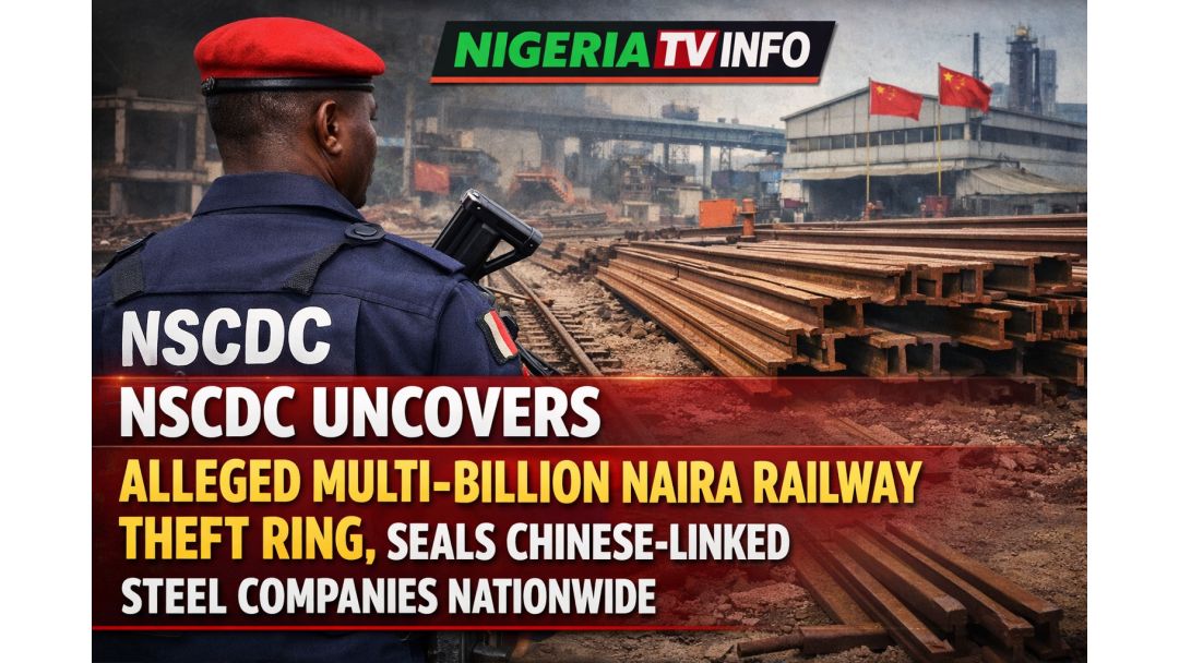 Featured image: NSCDC Ta Bankado Zargin Satar Kayayyakin Layin Jirgin Kasa Na Biliyoyin Naira, Ta Rufe Kamfanonin Karafa Masu Alaka Da ‘Yan China