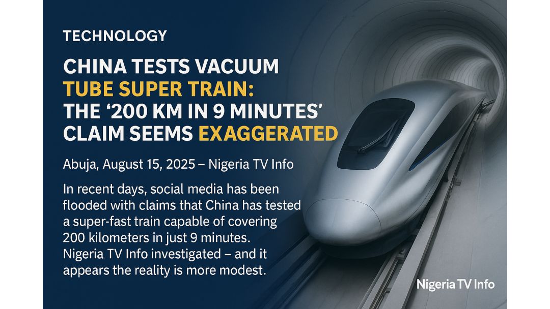 TECHNOLOGY – China Tests Vacuum Tube Super Train: The “200 km in 9 Minutes” Claim Seems Exaggerated