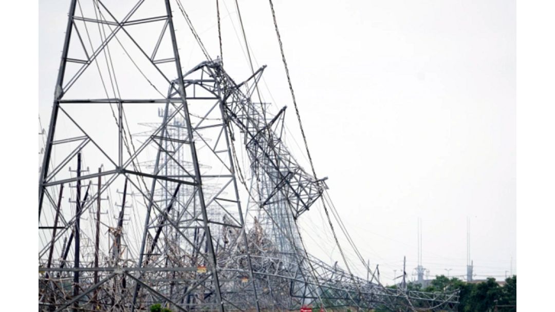 Power Transmission Line Hit by Thunderstorm